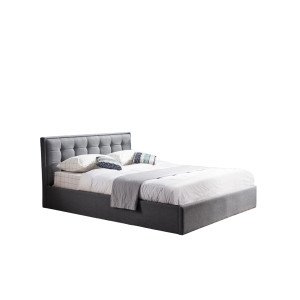 FOLD modern kárpitozott franciaágy ágyneműtartóval – szürke – 160 × 200 cm