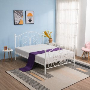 LOOP dekoratív fém ágy – fehér – 90 × 200 cm 90 cm