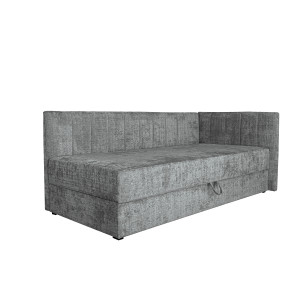SNOOZE kárpitozott ágy beépített matraccal és ágyneműtartóval – szürke – 90 × 200 cm