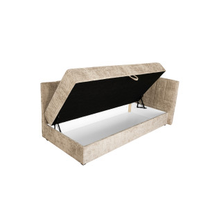 SNOOZE modern kárpitozott ágy beépített matraccal és ágyneműtartóval – bézs – 90 × 200 cm