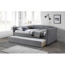 DUO modern kárpitozott ágy kihúzható pótággyal – szürke – 90 × 200 cm