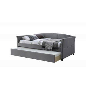 DUO modern kárpitozott ágy kihúzható pótággyal – szürke – 90 × 200 cm