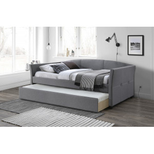 DUO modern kárpitozott ágy kihúzható pótággyal – szürke – 90 × 200 cm