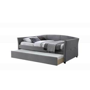 DUO modern kárpitozott ágy kihúzható pótággyal – szürke – 90 × 200 cm Ágyak