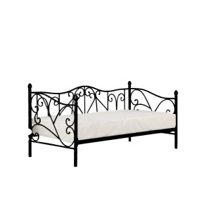 LACE dekoratív fém ágy – fekete – 90 × 200 cm