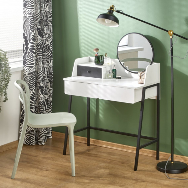 GLAM modern fésülködőasztal tükörrel – fehér / fekete – 80 cm