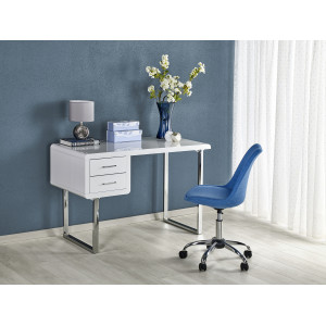 GLOSS modern íróasztal 2 fiókkal – fehér / króm – 120 cm