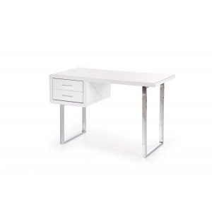 GLOSS modern íróasztal 2 fiókkal – fehér / króm – 120 cm HALMAR