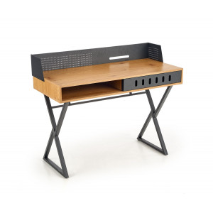 LOFTY modern loft íróasztal polccal – Golden tölgy / fekete – 110 cm