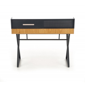 LOFTY modern loft íróasztal polccal – Golden tölgy / fekete – 110 cm