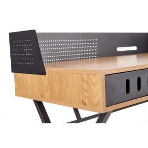 LOFTY modern loft íróasztal polccal – Golden tölgy / fekete – 110 cm