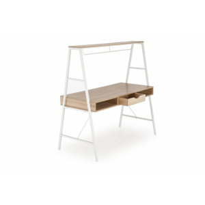 TWIN modern kétoldalas íróasztal – tölgy / fehér – 139 cm