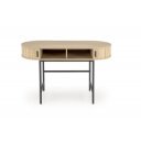 POD modern ovális íróasztal tárolókkal –  tölgy / fekete – 120 cm