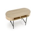 POD modern ovális íróasztal tárolókkal –  tölgy / fekete – 120 cm