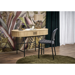 POD modern ovális íróasztal tárolókkal –  tölgy / fekete – 120 cm