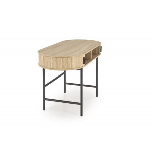 POD modern ovális íróasztal tárolókkal –  tölgy / fekete – 120 cm