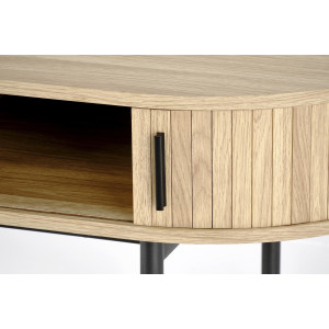 POD modern ovális íróasztal tárolókkal –  tölgy / fekete – 120 cm