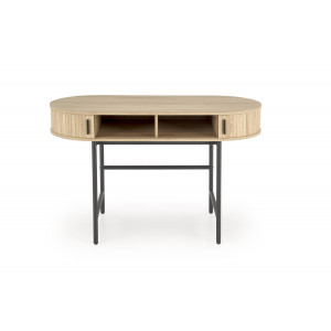 POD modern ovális íróasztal tárolókkal –  tölgy / fekete – 120 cm
