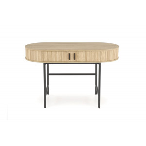 POD modern ovális íróasztal tárolókkal –  tölgy / fekete – 120 cm