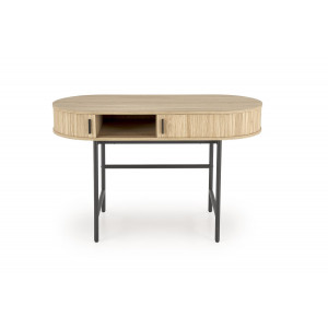 POD modern ovális íróasztal tárolókkal –  tölgy / fekete – 120 cm