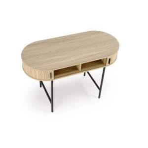 POD modern ovális íróasztal tárolókkal –  tölgy / fekete – 120 cm