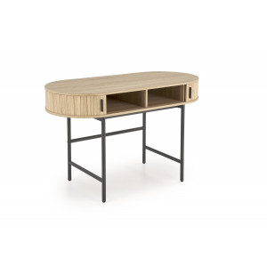 POD modern ovális íróasztal tárolókkal –  tölgy / fekete – 120 cm