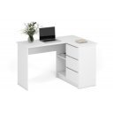 CORNER modern sarok íróasztal 3 fiókkal és polcokkal – fehér – 124 cm