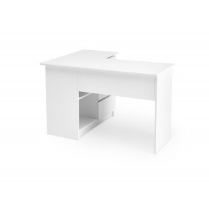 CORNER modern sarok íróasztal 3 fiókkal és polcokkal – fehér – 124 cm