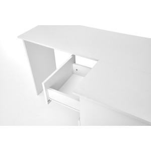 CORNER modern sarok íróasztal 3 fiókkal és polcokkal – fehér – 124 cm