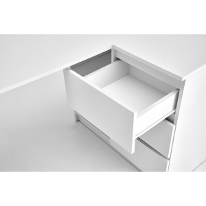 CORNER modern sarok íróasztal 3 fiókkal és polcokkal – fehér – 124 cm