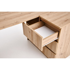 CORNER modern sarok íróasztal 3 fiókkal – tölgy – 124 cm