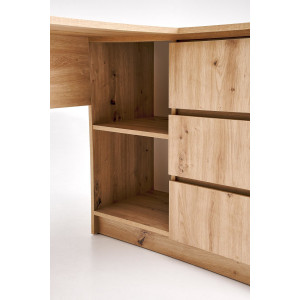 CORNER modern sarok íróasztal 3 fiókkal – tölgy – 124 cm