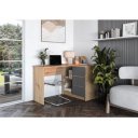 CORNER modern sarok íróasztal 3 fiókkal –  tölgy / grafit – 124 cm