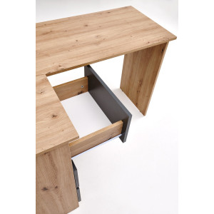 CORNER modern sarok íróasztal 3 fiókkal –  tölgy / grafit – 124 cm