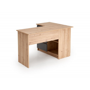 CORNER modern sarok íróasztal 3 fiókkal –  tölgy / grafit – 124 cm