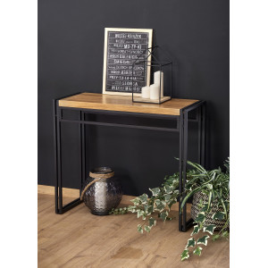 SLIM modern loft konzolasztal – arany tölgy / fekete – 90 cm