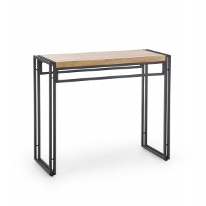 SLIM modern loft konzolasztal – arany tölgy / fekete – 90 cm HALMAR