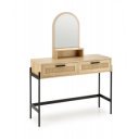 CANE modern fésülködőasztal tükörrel és rattan részletekkel – natúr / fekete – 104 cm