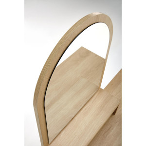 CANE modern fésülködőasztal tükörrel és rattan részletekkel – natúr / fekete – 104 cm
