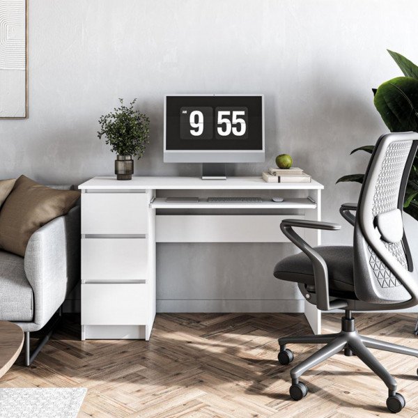 STUDY modern íróasztal 3 fiókkal – fehér – 120 cm