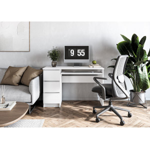 STUDY modern íróasztal 3 fiókkal – fehér – 120 cm
