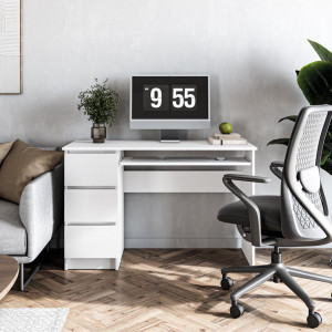 STUDY modern íróasztal 3 fiókkal – fehér – 120 cm HALMAR