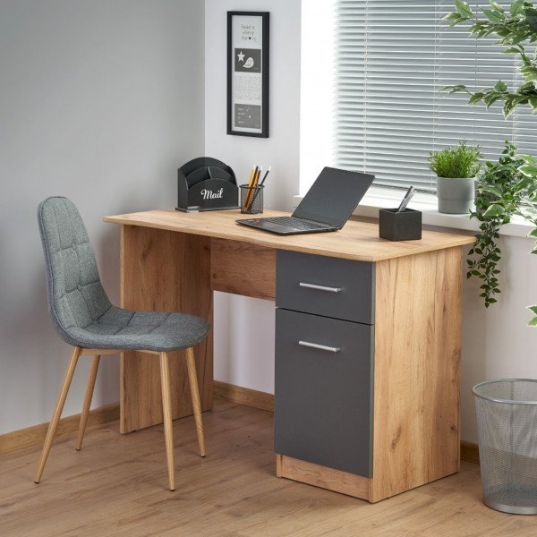 BLOCK modern íróasztal fiókkal és szekrénnyel –  tölgy / antracit – 120 cm