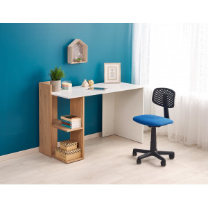 SHELF modern íróasztal polcokkal – arany tölgy / fehér – 122 cm