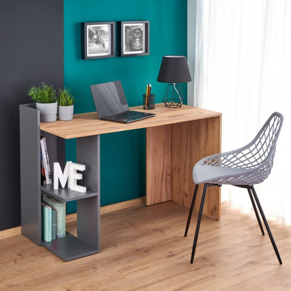SHELF modern íróasztal polcokkal –  tölgy / antracit – 122 cm