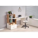 STACK modern íróasztal polcos tárolóval és fiókkal – tölgy / fehér – 149 cm