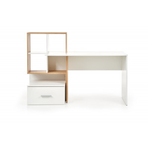 STACK modern íróasztal polcos tárolóval és fiókkal – tölgy / fehér – 149 cm