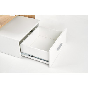 STACK modern íróasztal polcos tárolóval és fiókkal – tölgy / fehér – 149 cm