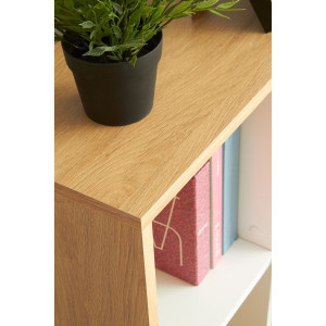 STACK modern íróasztal polcos tárolóval és fiókkal – tölgy / fehér – 149 cm