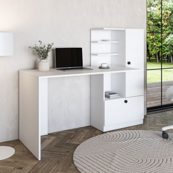 CUBBY modern íróasztal integrált polcos tárolóval – fehér – 150 cm